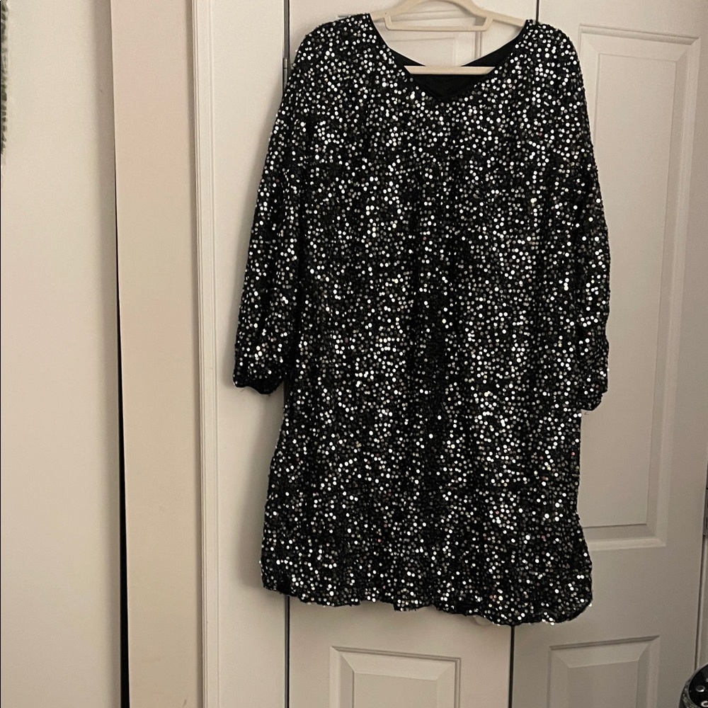 Black and Silver Sequins Dress